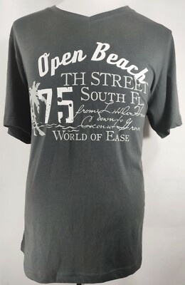 LIVERGY UNISEX V NECK DK GREY COTTON T-SHIRT LG OPEN BEACH 75TH ST SOUTH FL NEW