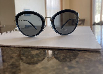 MIU MIU Blue Black Gray & Gold Designer Sunglasses SMU 50R  display picture 1
