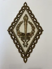 MCM VINTAGE HOMCO Victory Torch Diamond Shape Wall Plaque Gold Tone 14 X 8