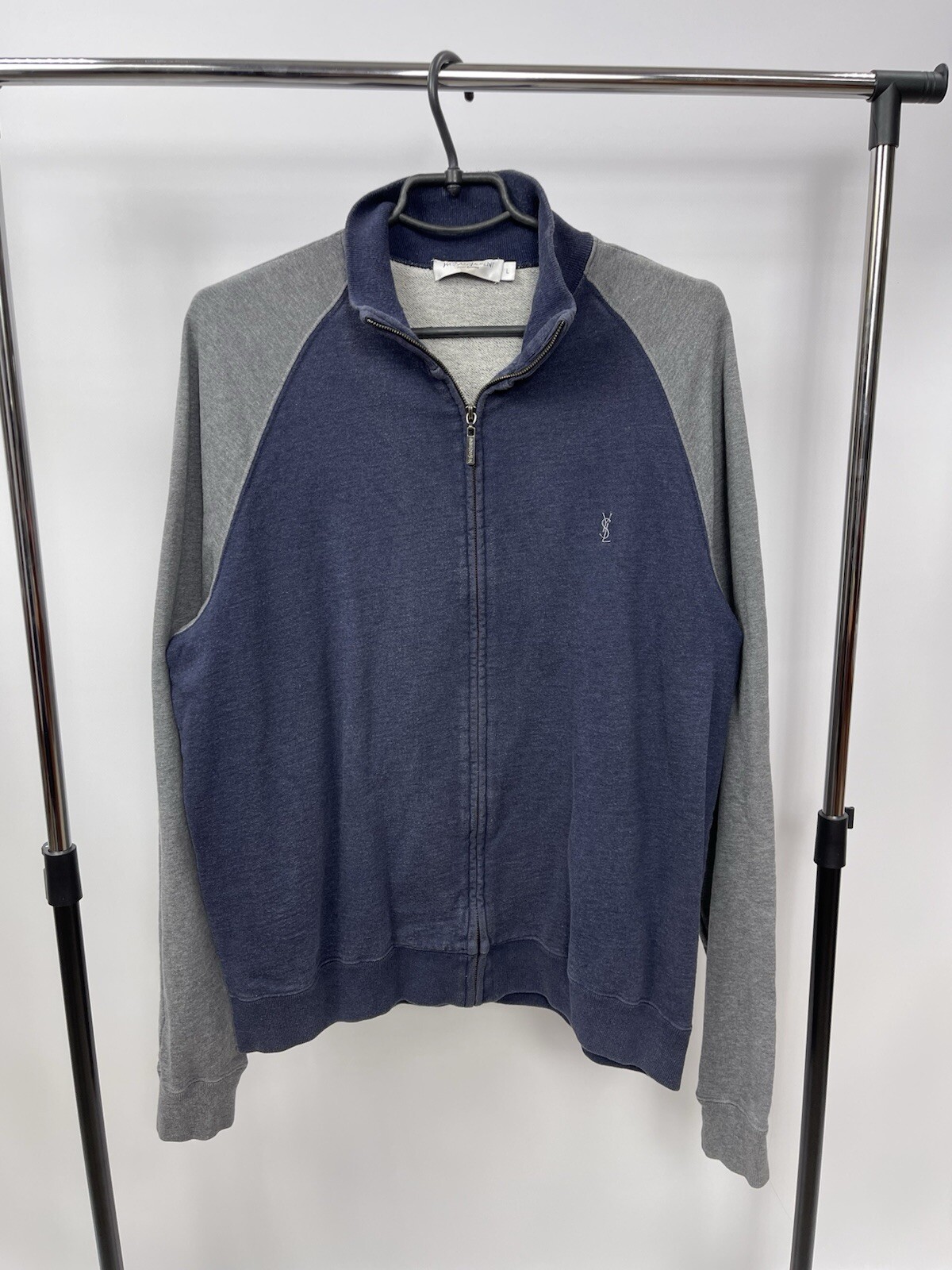 Maglione YSL Yves Saint Laurent Zip Uomo Taglia L Blu Vintage