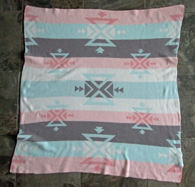 Lolli Living 100% Cotton Baby Blanket Knit 33''x34'' Pink Blue Gray Aztec Native