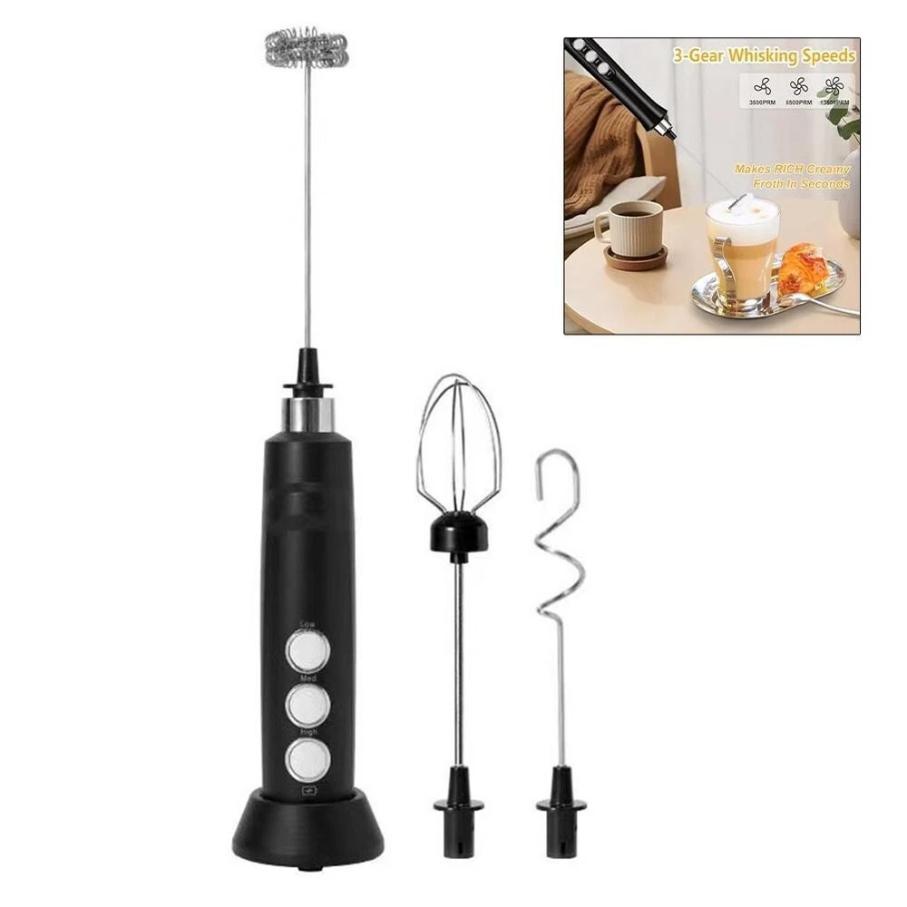 Milk Frother Handheld Double Whisk Foam Coffee Maker with USB Rechargeable