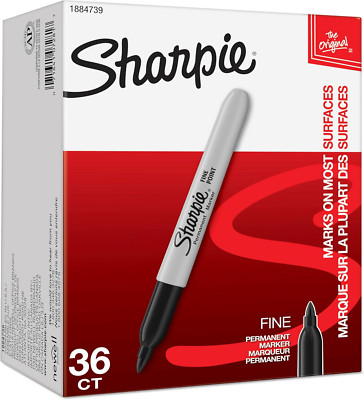 Fine Tip Permanent Markers Set, 36 Count for Plastic, Metal, Wood, Black