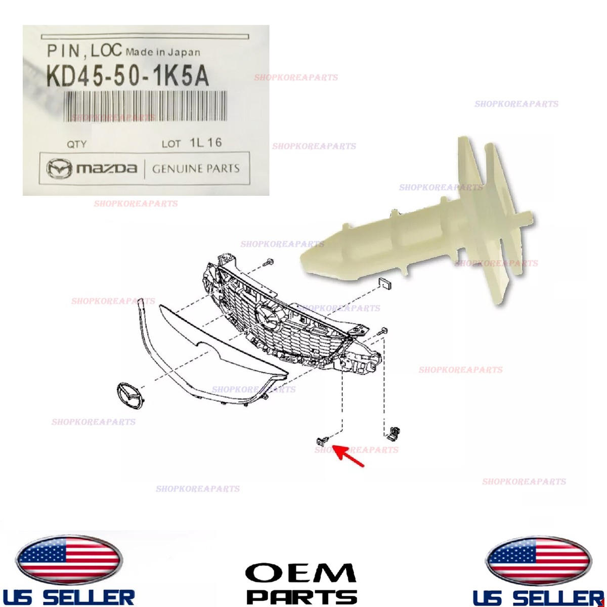 Genuine Grille Pin Grommet Retainer Clip OEM Mazda *See List KD45 Genuine Grille Pin Grommet Retainer Clip OEM Mazda *See List KD45