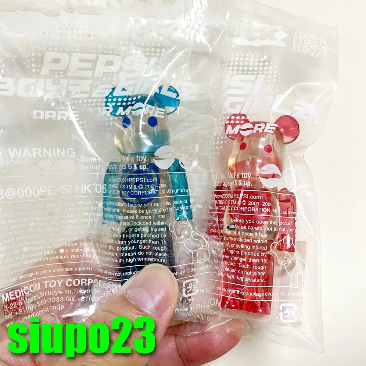 Medicom 100% Bearbrick ~ PEPSI Be@rbrick 2004 Boyz & Girlz 2pcs