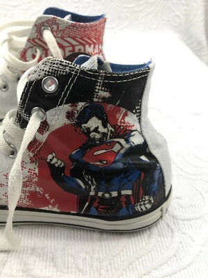 Converse All Star High Top Superman Sneakers White Youth Size  (pre-owned)