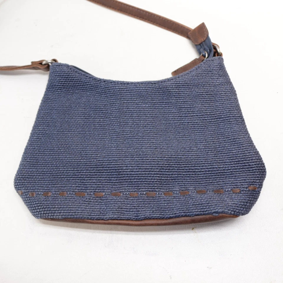 Reliquia Cartera Bolso de Mano Mujer S Azul Algodón Tejido Forrado Marrón Cartera Topstitching Bag Foto 4 de 4