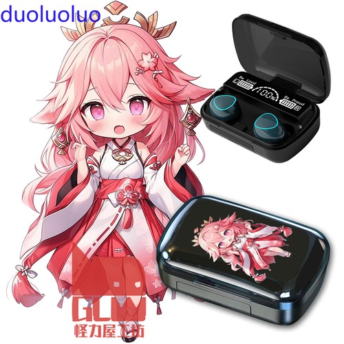 Yae Miko Genshin Impact Anime Wireless Bluetooth Headset Earphones Gift - Zdjęcie 19 z 19