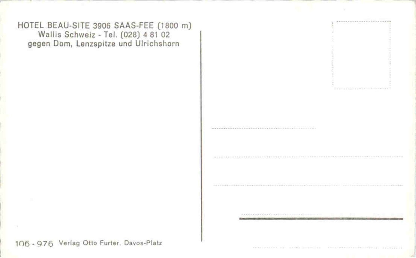 Saas Fee Hotel Beau Site 168752 eBay