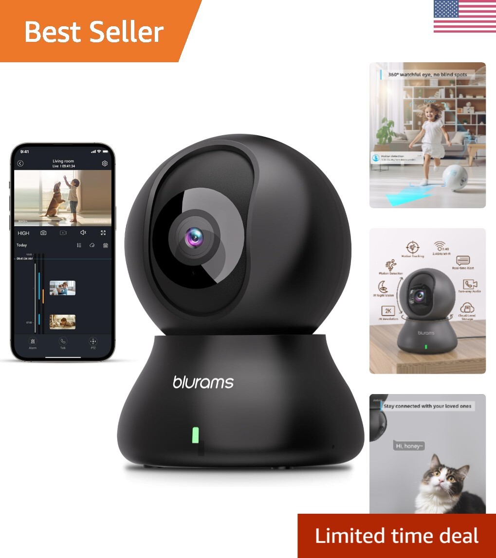 Security Camera, 2K Indoor Camera 360° Pet Camera for Home Security with Phon...-image