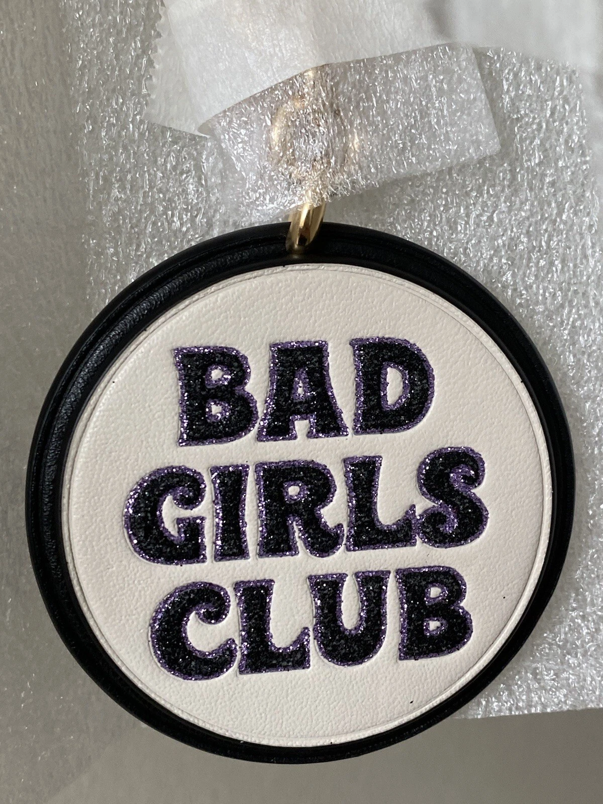 BORSA PORTACHIAVI COACH GESSO MULTI SIG TELA PELLE BAD GIRLS NUOVA CON ETICHETTE PORTACHIAVI CC314