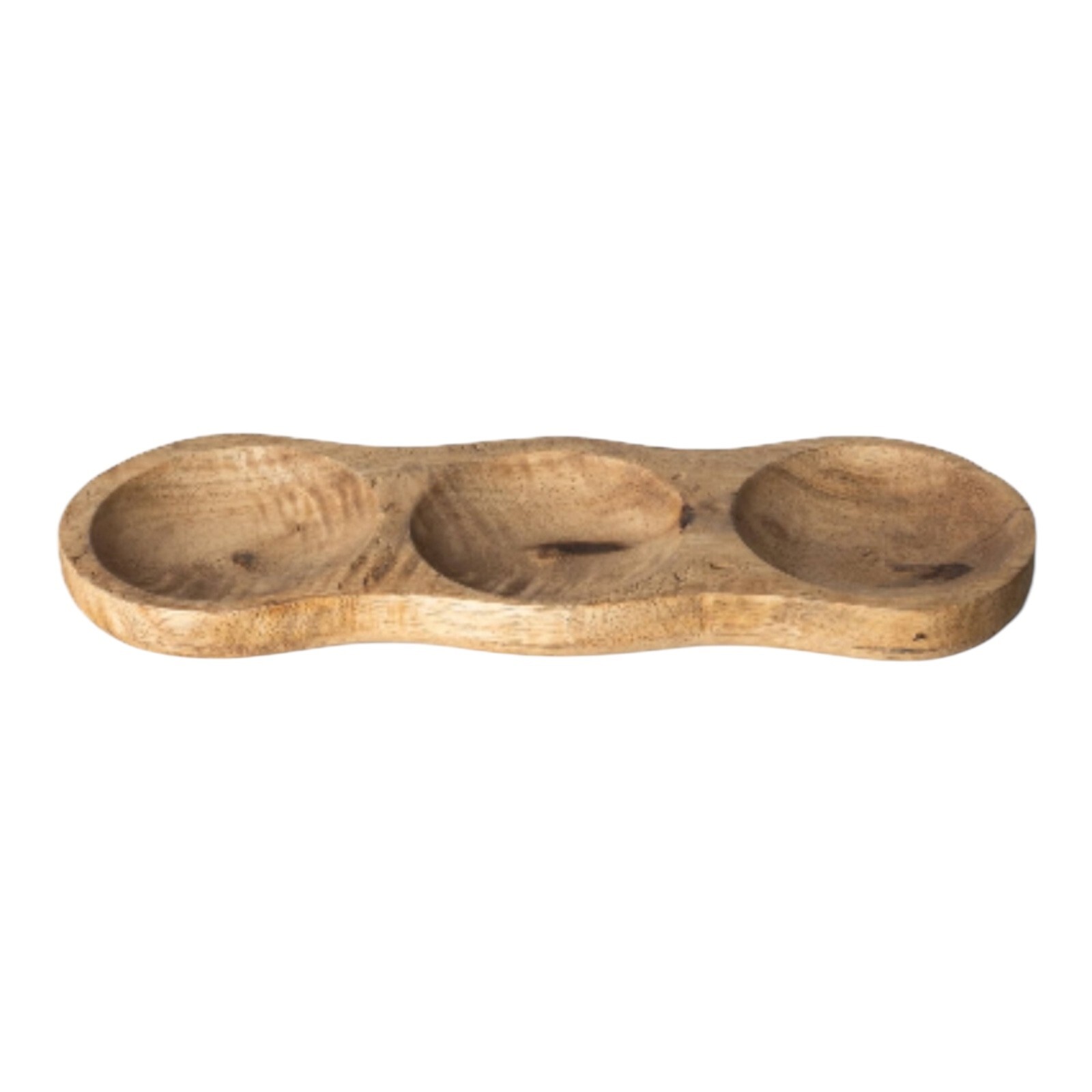 Rustic Mango Wood 3-Section Dip Dish