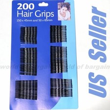 200 pc BOBBY PINS Metal Hairpin Hair Clip Slides Clasp Barrette Glossy Black