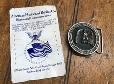 Vintage Pewter Belt Buckle-American Bicentennial Eagle 2 3/8" Round