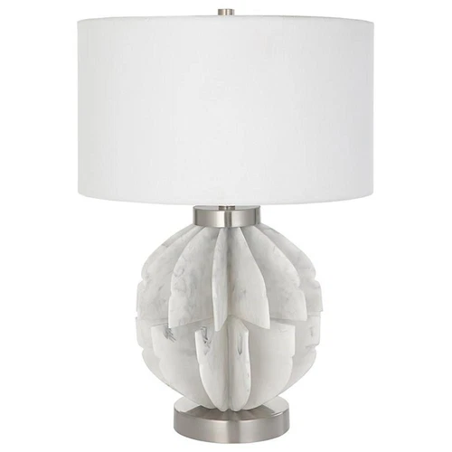 Uttermost Repetition Contemporary Fabric and Iron Table Lamp in White - Picture 3 of 8