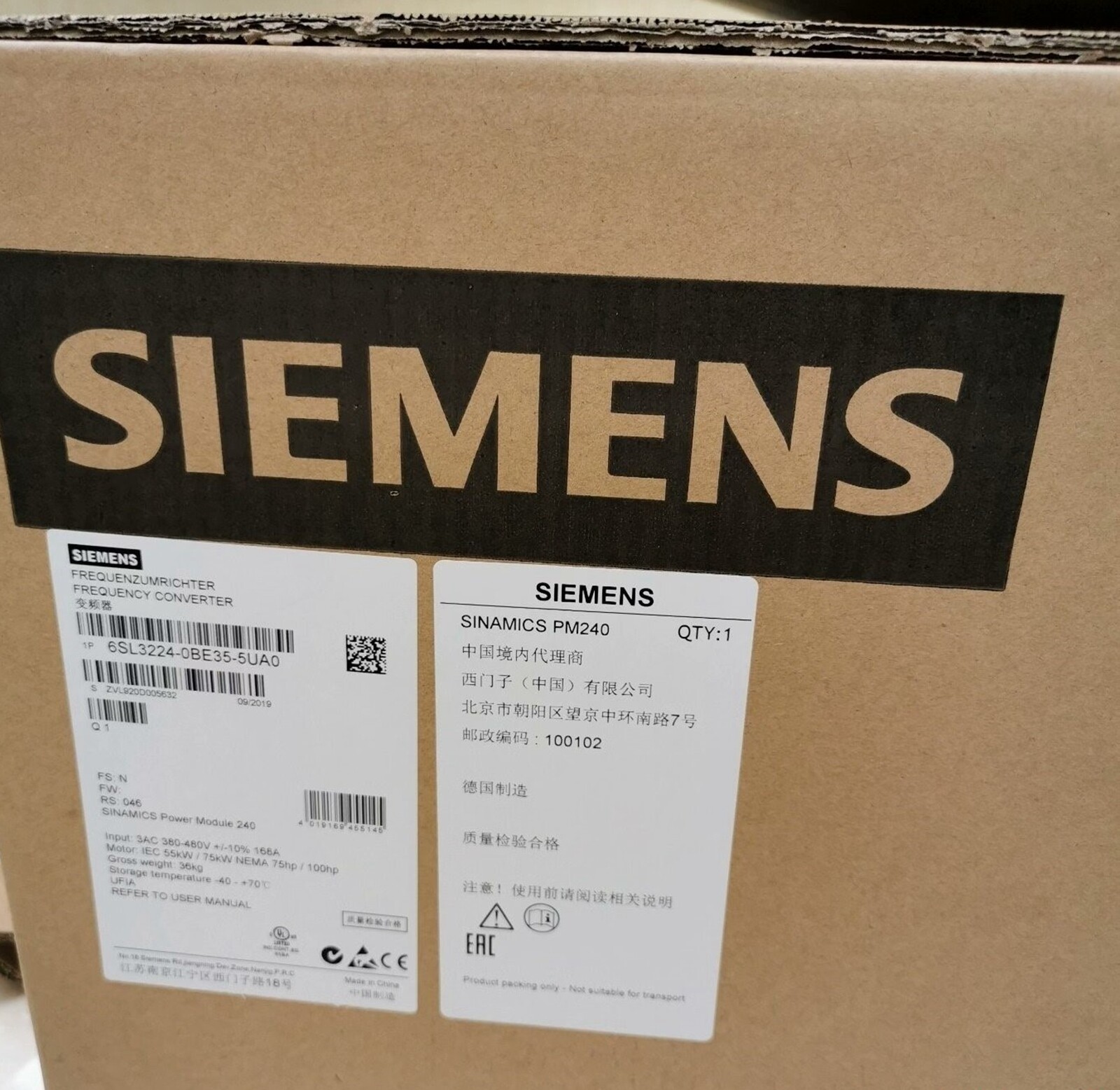 NEW Siemens 6SL3224-0BE35-5UA0 6SL3 224-0BE35-5UA0