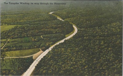 A Turnpike Winding Its Way Through The Mountains Linen Vintage Post Card