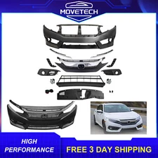 For 2016 2017 2018 Honda Civic Complete Front Bumper with Fog Lights Set
