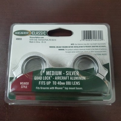 Weaver Quad Lock Detachable Rings Lightweight, Aluminum 1'' Medium Silver - 49055