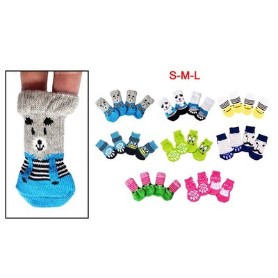4Pcs Pet Socken Nicht-Slip Grip Slip Anti-Skid S M L Welpen Katze Haustier