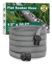 Flat Soaker Hose 50 ft for Garden Beds Linkable Drip Irrigation Hose. 