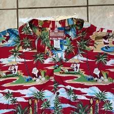 RJC Made in USA Red Floral Santa S/S Button Up Hawaiian Shirt Mens 3XL Brand New