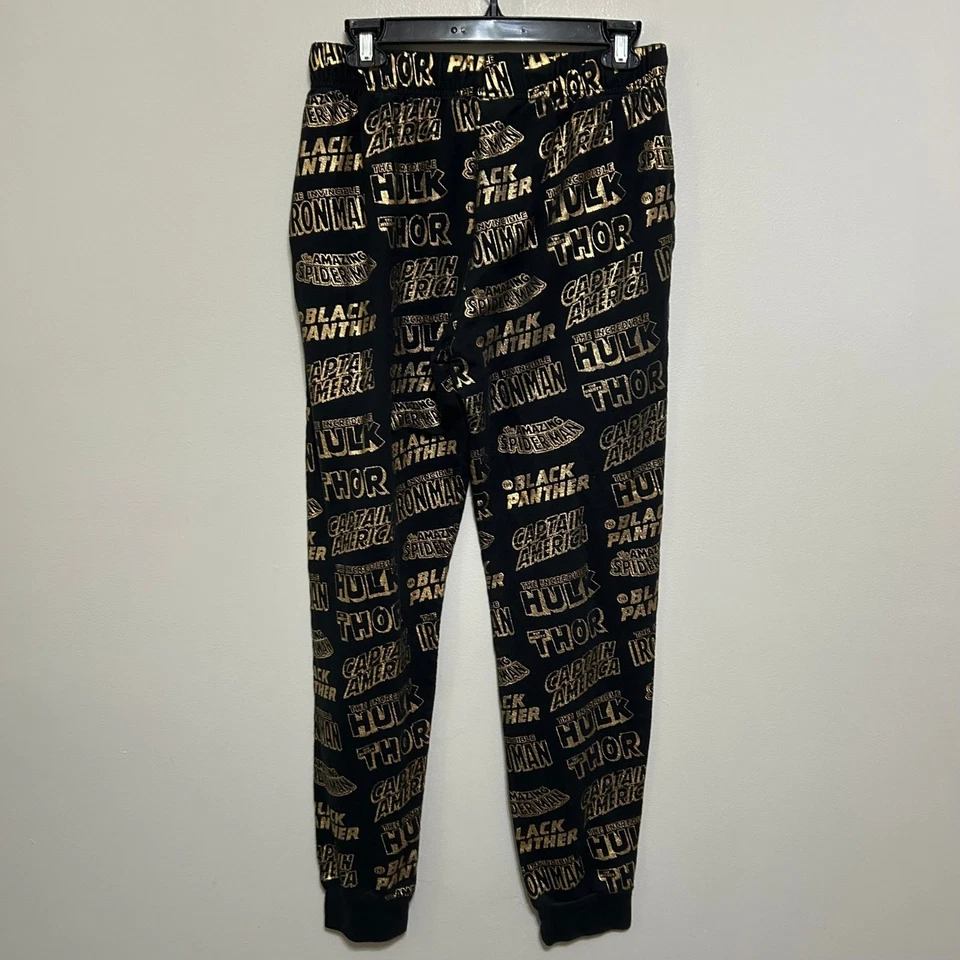 Pantalones de pijama de superhéroe Marvel para mujer M negro dorado cómics Avengers Lounge Foto 4 de 4