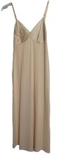 Lingerie No Tag Full Slip Dress Adjustable Straps Nylon Beige Sz/30X42  VTG 80  s