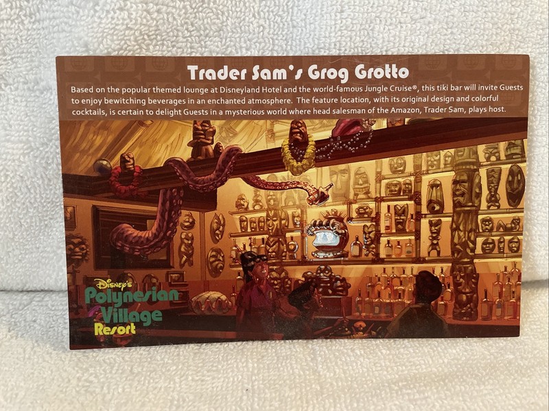 Walt Disney World Polynesian Village Trader Sams Grog Grotto New Post Card Brown