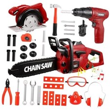 Kids Tool Set 36 PCS with Toy Chainsaw Electronic Toy Drill with Sound and