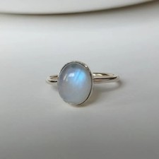 Rainbow Moonstone Gemstone 925 Sterling Silver Ring Handmade Jewelry Ring