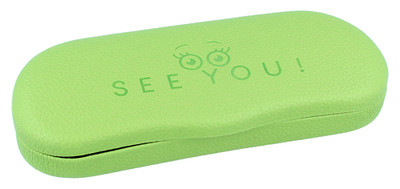 Brillenetui La Palma Kunstleder Hardcase Farngrün mit Brillen-Motiv ''See You''