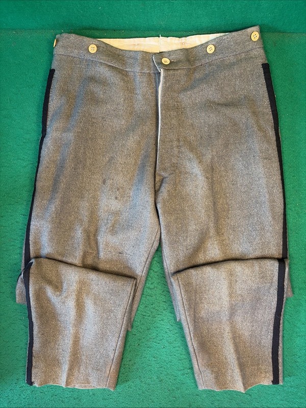 Reproduction Civil War Gray Jean Cloth Trousers With Black Stripe Down Each Leg
