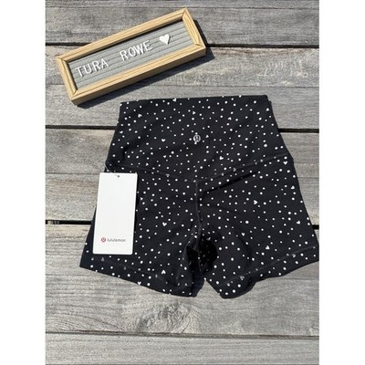 Lululemon Align No Line High-Rise Short 4'' Black White Heart Dot Size 4 NWT