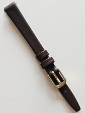 10mm - Brown Genuine Leather Watch Band - Gold Buckle / Pins Included