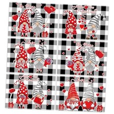 Valentine's Day Placemats Set of 6 Gnomes Plastic Table Mats Buffalo Plaid