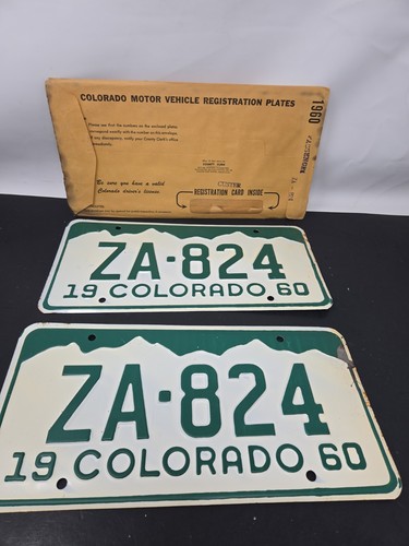Pair 1960 Colorado License Plate Pair