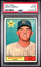 1961 Topps baseball card #214 Danny Murphy (RC) of Chicago Cubs EX-MT PSA 6