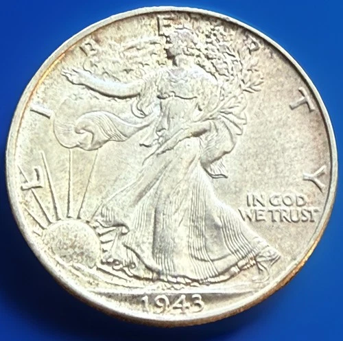 1943-P Walking Liberty Half Dollar. UNC. 90% Silver, Blast White. WD-003