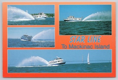 Star Line Mackinac Island Michigan Hydro Jet Ferry Multi View Postcard