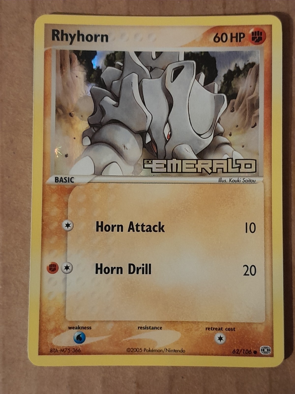 Pokemon Rhyhorn 62/106 ex Emerald Reverse Holo NM-MINT See Pictures
