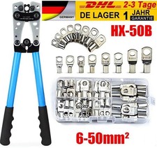 60x Batteriekabelschuh Sortiment 6-50mm² Crimpwerkzeug Rohrkabelschuhe Zange Set