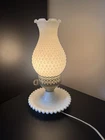 Hobnail Milk Glass 12" Lamp Hurricane Electric Parlor Table Lamp Vintage