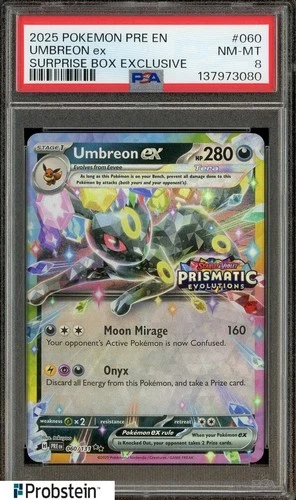 2025 Pokemon PRE EN Surprise Box Exclusive #060 Umbreon ex PSA 8 MINT