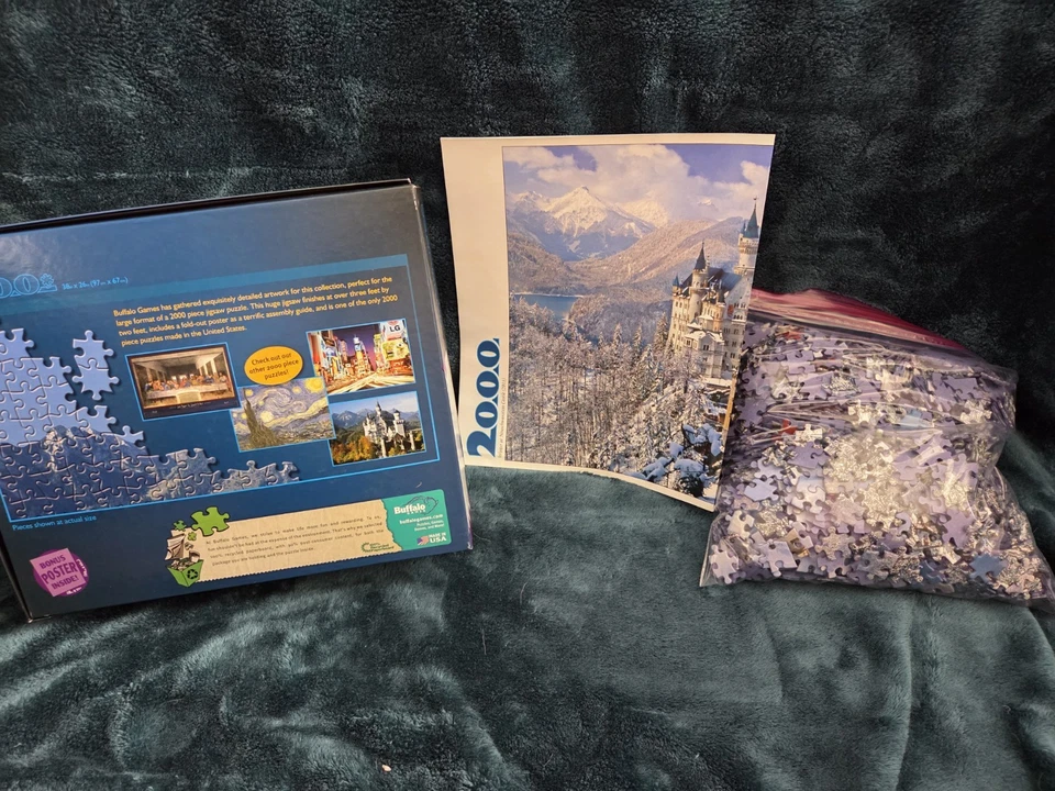 Buffalo Games 2000 Piece Jigsaw Puzzle Winter at Neuschwanstein Castle - Image 2 of 2