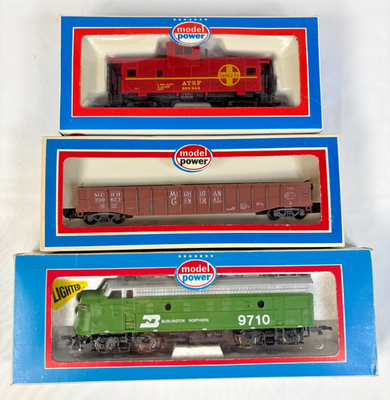 #ad #ad Model Power HO Scale Train Lot Burlington Northern RS11 Santa Fe Caboose Boxcar $50.00