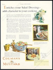 1925 Colman's Mustard French dressing & other recipe art vintage print ad