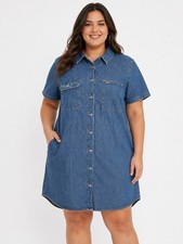 Universal Thread Womens Denim Shirt Dress NWT Size Large Button-front Costal CG
