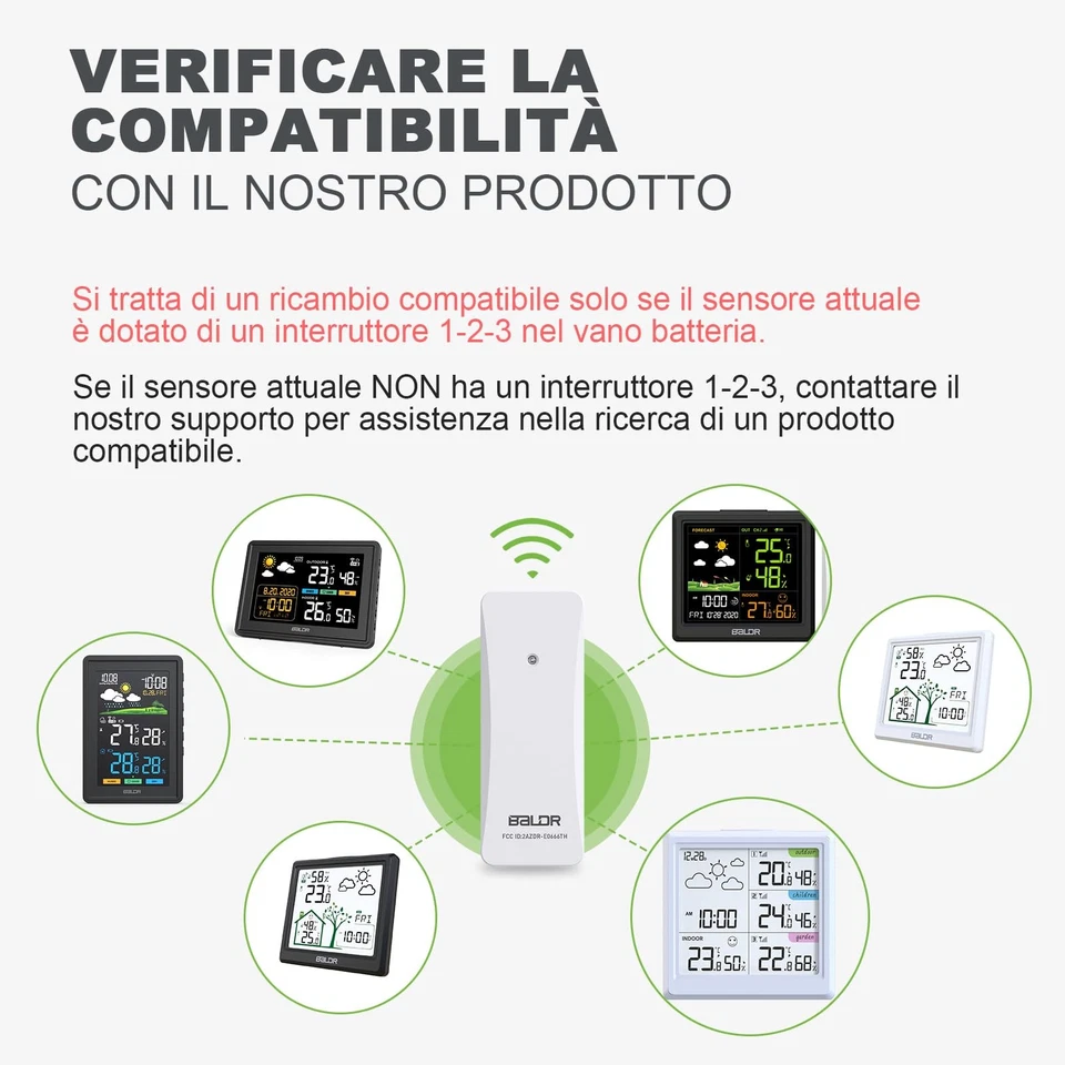 Sensore esterno per stazioni meteo, sensore wireless per temperatura e umidità a - Immagine 2 di 4