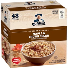 Quaker Instant Oatmeal Maple Brown Sugar Breakfast Cereal 48 Packets